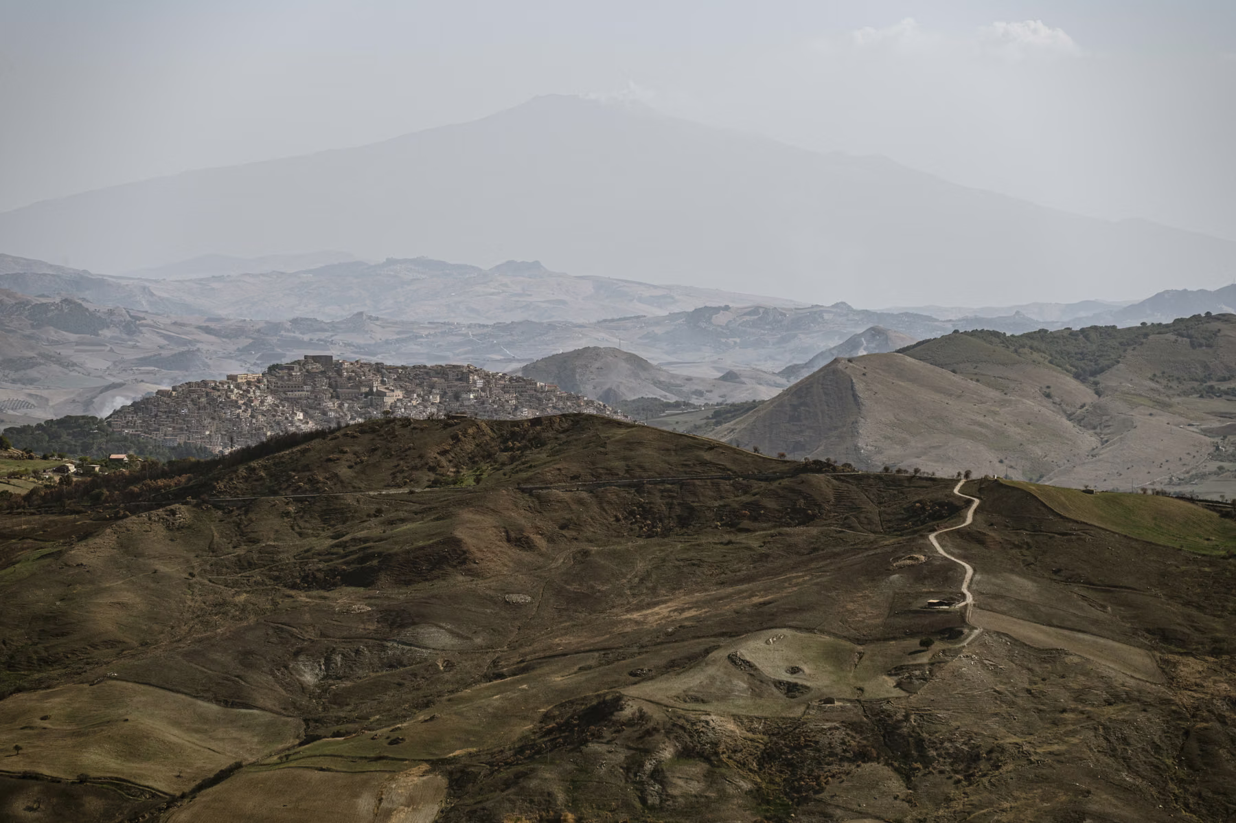 View of Etna and Gangi seen from Petralia - Siciliy - Italy (2023)