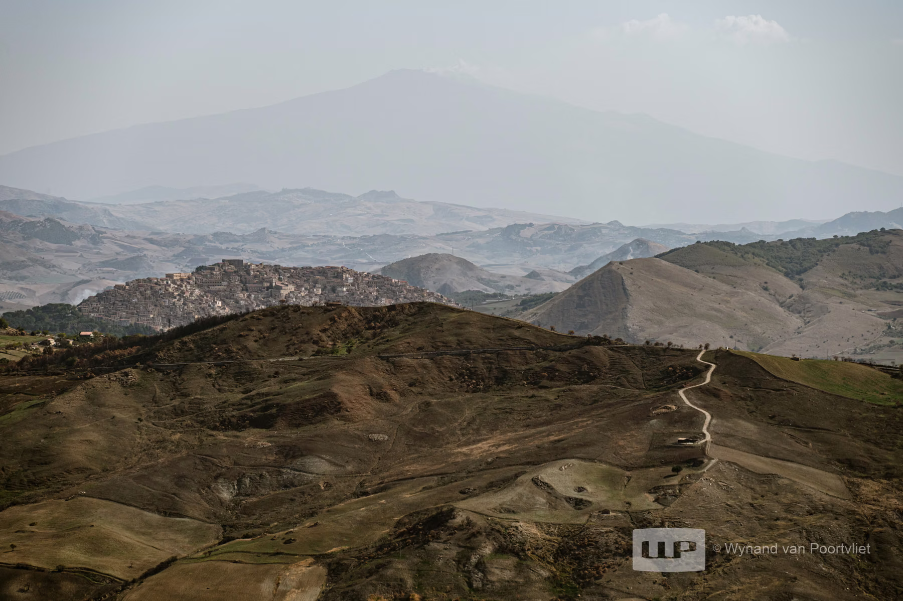 View of Etna and Gangi seen from Petralia - Siciliy - Italy